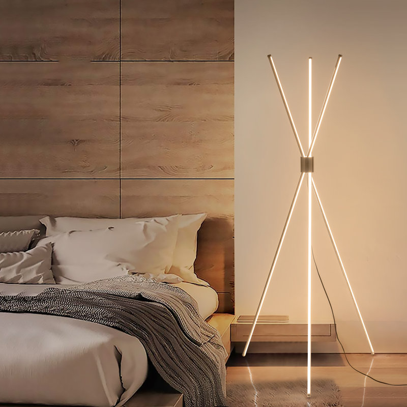Marjan 52'' Chrome LED Tripod Floor Lamp Set with Outlet