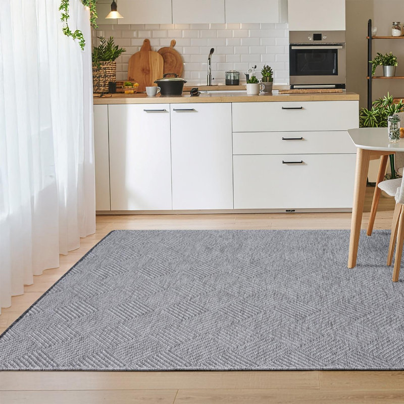 Tapis moderne à carreaux antidérapant lavable, Rectangle 6 pi x 9 pi
