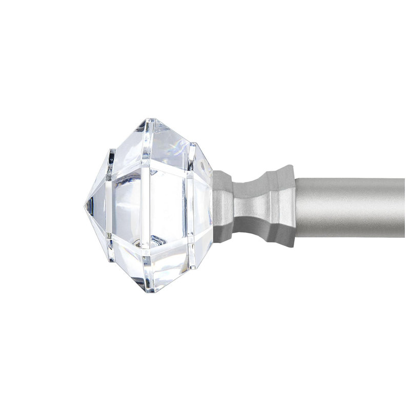 Curtain Pole 80 To 148Cm, Curtain Poles For Eyelet Curtains, Acrylic Diamond Decorative, Nickel