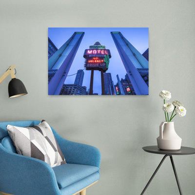 Usa, New England, Massachusetts, Boston, Antique Neon Signs Along The Greenway, Dusk Contemporary Urban Architecture Wall Art
