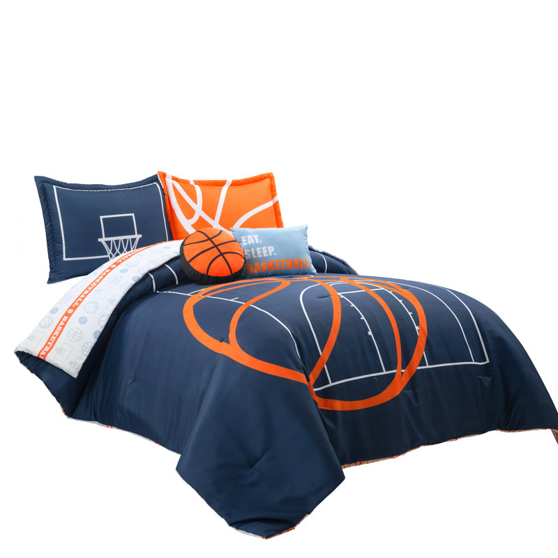 Édredon de basketball réversible surdimensionné gris anthracite, Marine, Simple