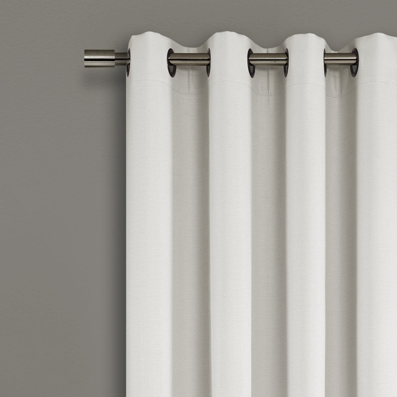 Faux Linen Absolute Grommet Blackout Curtain, White, 84"L x 52"W