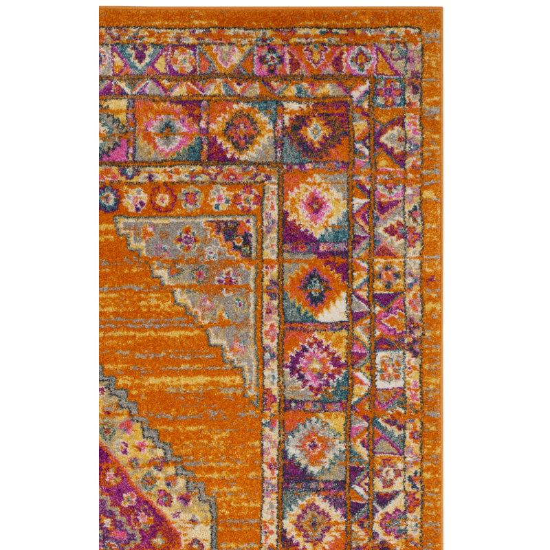 Christa Southwestern Orange/Fuchsia Area Rug, Rectangle 8' x 10'