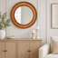 Miroir mural rond en rotin avec cadre en noyer noir-662590234