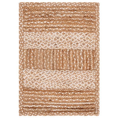 Chesnut Natural Fiber Flat Weave Jute And Cotton With Latex Striped Rug