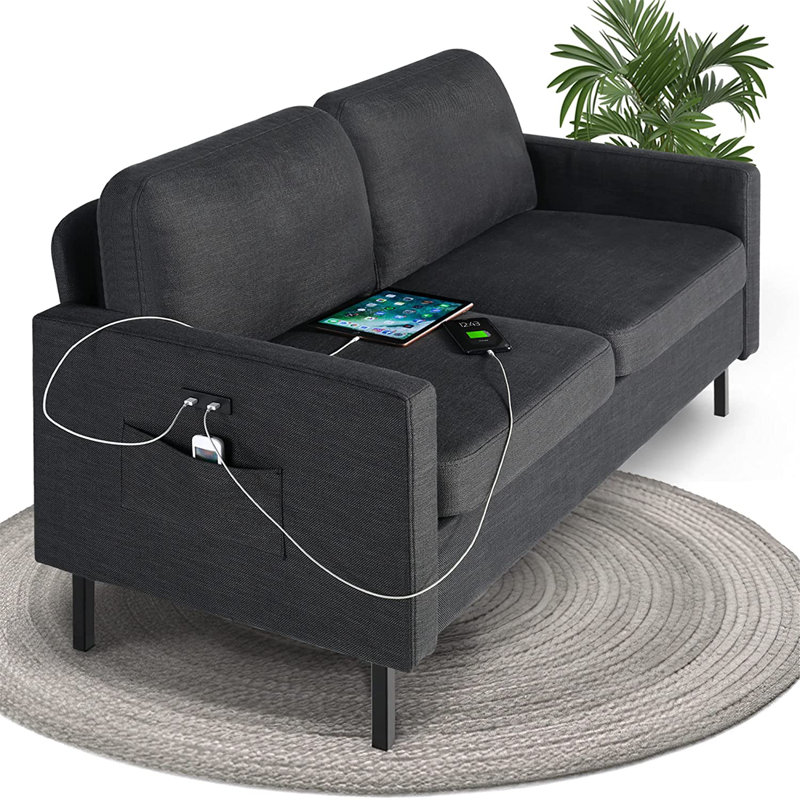 Redi Upholstered 56.3'' Loveseat, Dark Gray