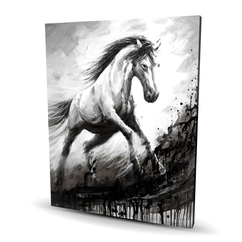 Cheval blanc dans le vent - Toile à motif animalier