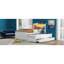Lit plateforme simple avec tête de lit à DEL avec rangement, lit gigogne simple et 3 tiroirs, blanc