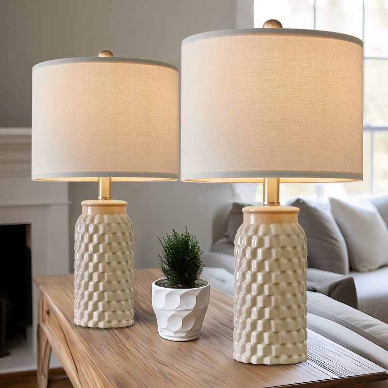 20.5" Modern Ceramic Bedside Lamp, for Bedroom Décor Farmhouse Table Lamp Living Room Office Dorm