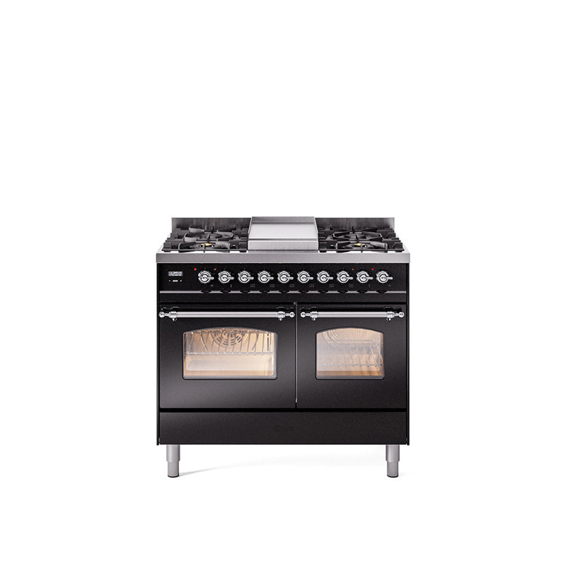 ILVE Nostalgie II 40 in Dual Fuel Range, Liquid Propane, Emerald Green/Bronze