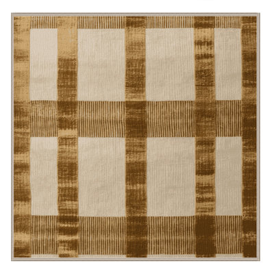 Machine Washable Botanical Brown Area Rug