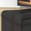 Meuble télé 4 portes cannelé noir avec prise de courant intégrée, armoire de rangement réglable pour 3 espaces média, rangement pour panneaux de particules, multifonctionnel et relaxant en famille