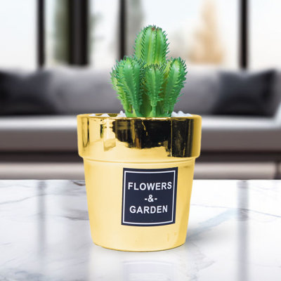 5.5'' Faux Cactus Succulent in Ceramic Decorative Vase