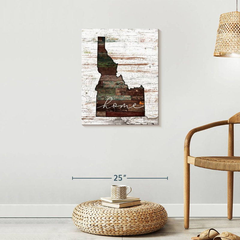 «Idaho Home Map» sur impression sur toile, H 25 po x l 20 po x P 1,25 po
