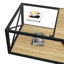 Élégante table basse avec verre et bois, idéale pour le salon, la chambre à coucher, support industriel stable - demi-plateau d'apparence, poids de 39,7 lb-489309239