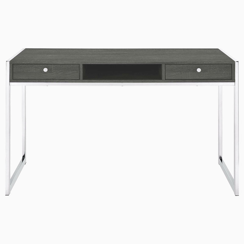 Bureau d'écriture à 2 tiroirs gris patiné