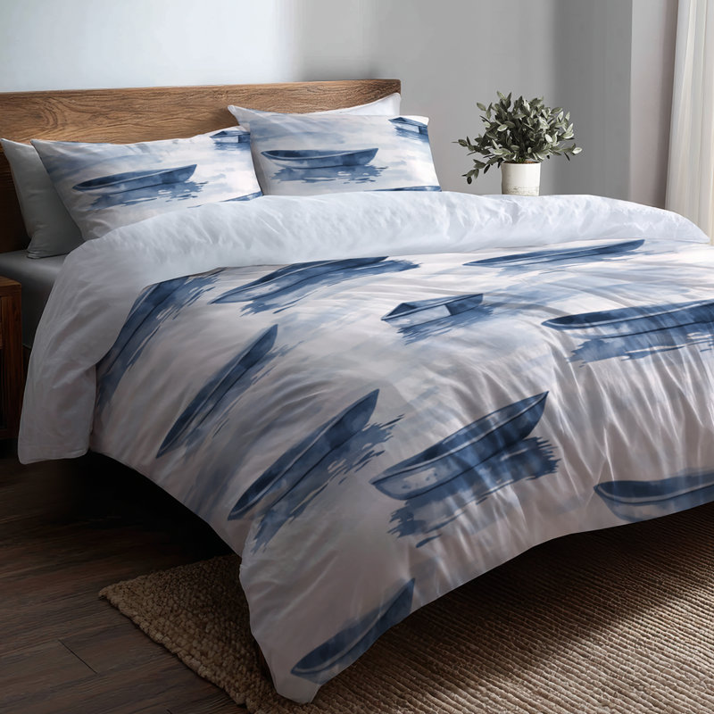 Ensemble de literie 3 pièces Coastal, Housse de couette simple et deux taies décorative
