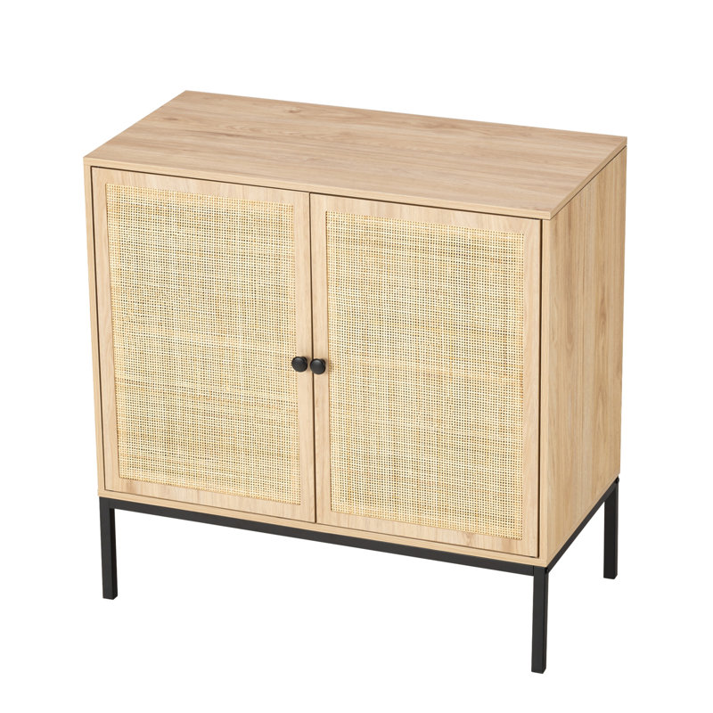 Set Of 2 Rolland A Console Table Side Table With Rattan Door