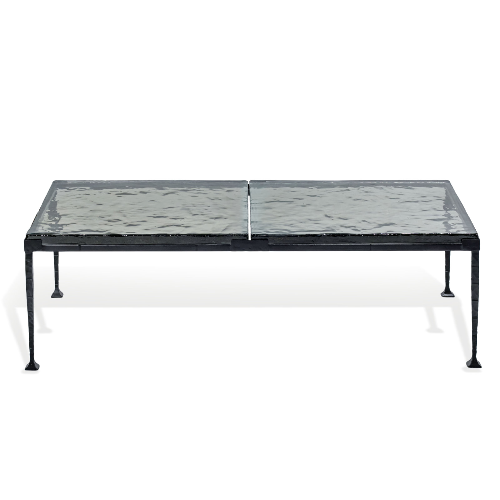 Castino 50" Glass Coffee Table, Smoked Glass / Black