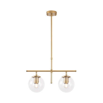 Elegant Modern Chandelier, Adjustable Height, Gold Metal Body, 20.5 x 5.9 x 14.2-29.9 inches | 2 x E14 Socket (Max 40W, Bulb Not Included) | Perfect for Glam & Scandinavian Decor, Stylish Lighting Solution