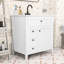 Élégant meuble-lavabo peu encombrant avec lavabo en céramique, tablettes réglables et grand espace de rangement-714341523