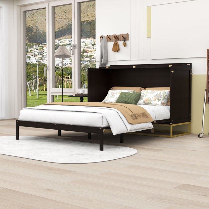 Grand lit escamotable avec tablettes intégrées