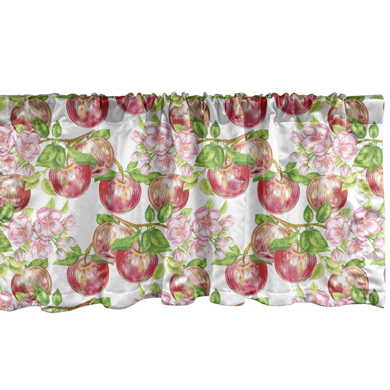 Ambesonne été, cantonnière, paquet de 2, nature, pommier, fleur, rouge, blanc, vert, L 54 po x L 18 po