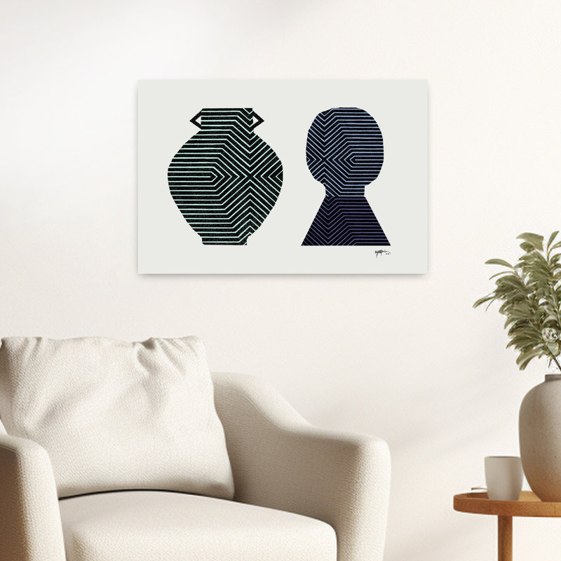 Art contemporain abstrait géométrique, H 16 po x l 24 po