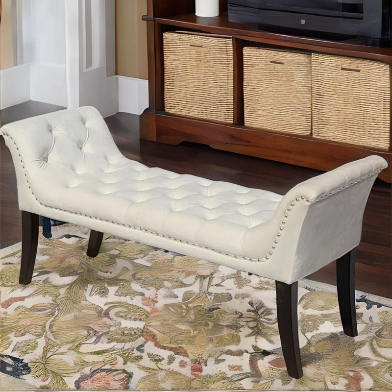 Banc rembourré en velours Norvun
