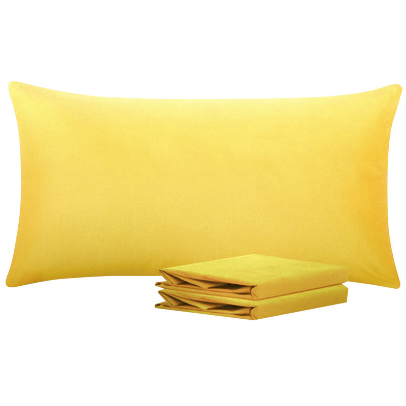 Taies d'oreiller de lit, 1800 taies d'oreiller en microfibre brossée avec fermeture à enveloppe - NTBAY, Jaune