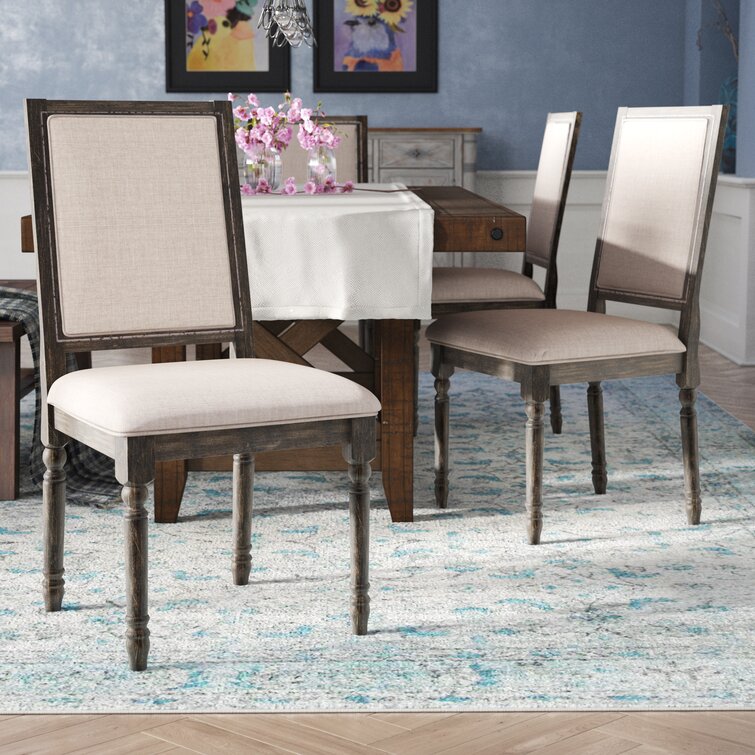 Kathlene Upholstered Oval Back Side Wood Chair (Set of 2) One Allium Way Upholstery Color: Linen