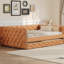 Lit de jour double TG avec canapé-lit rembourré et moderne avec lit gigogne et DEL pour le salon, la chambre à coucher, brun-1618366485