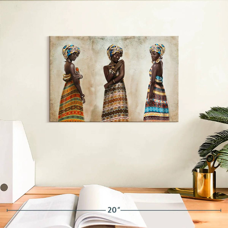 Trio africain Leisha, H 8 po x l 12 po