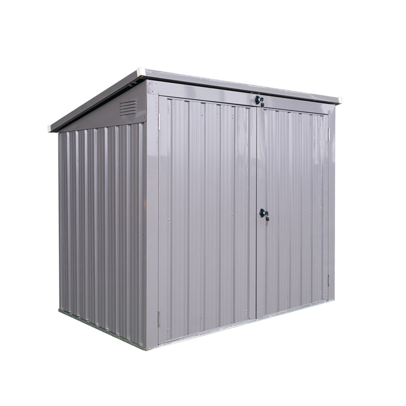 La poubelle contient 2 poubelles en métal pour le rangement des ordures, en acier inoxydable galvanisé, une remise pour la cour de jardin grise