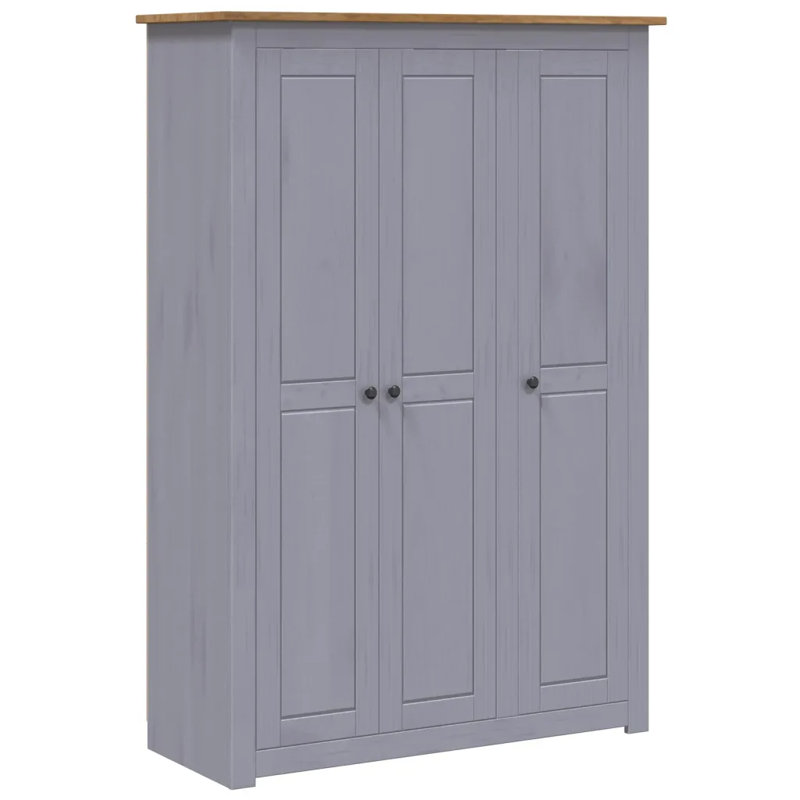 Rocco 3 Door Solid Wood Wardrobe, Grey
