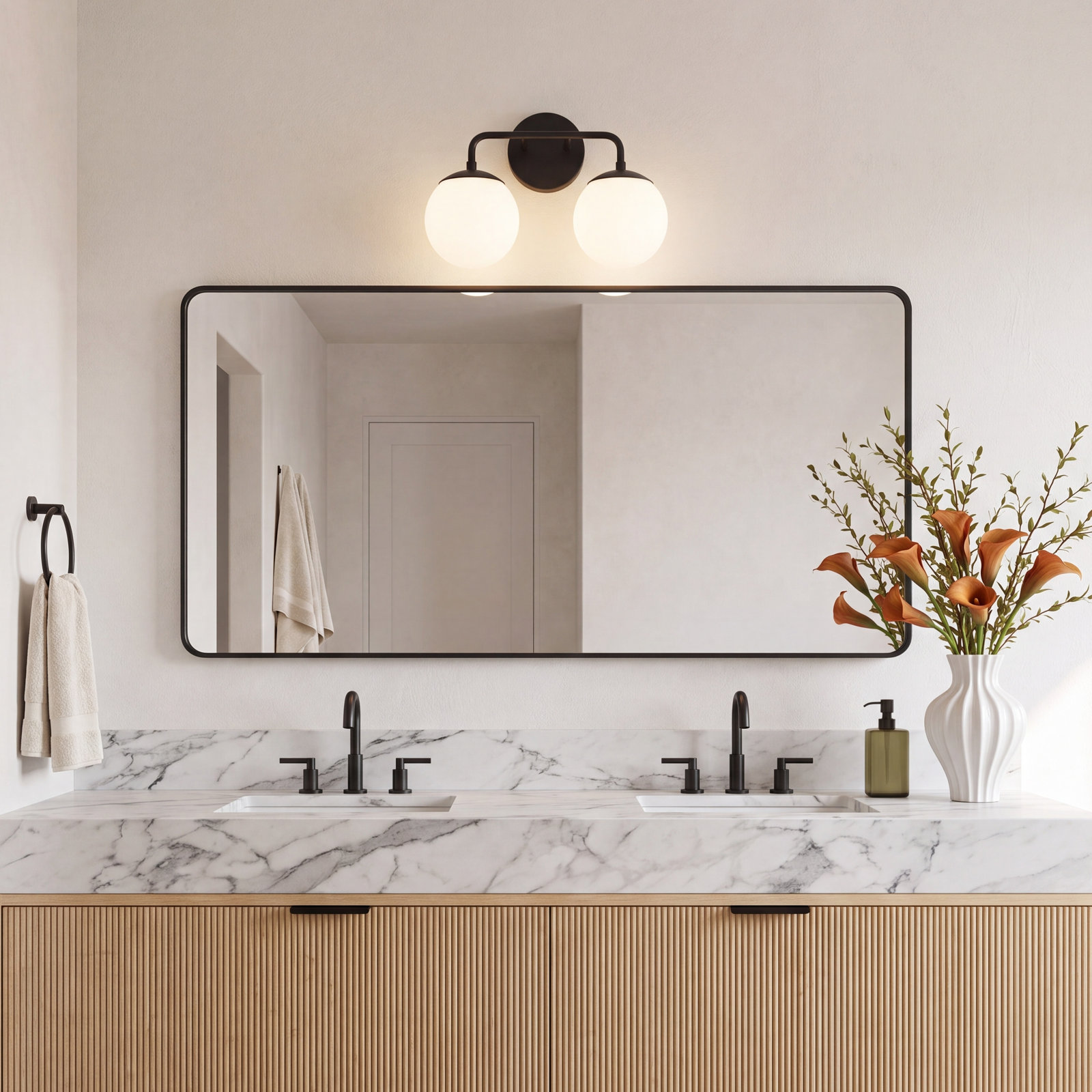 Kobie 2 Light Dimmable Vanity Light, Black