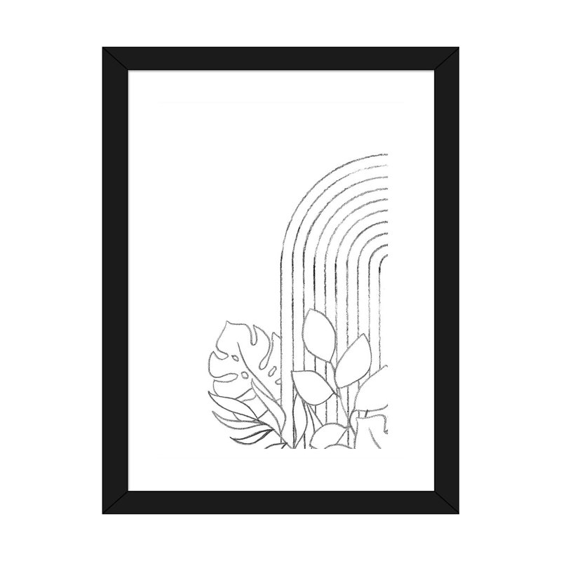 Dessin botanique - reproduction d'art, Papier encadré noir, H 32 po x l 24 po x P 1 po, Blanc