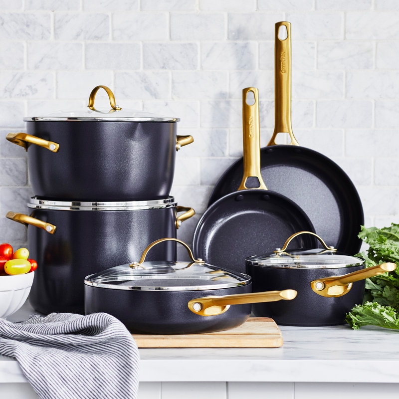 Black and Gold 10-Piece Nonstick Aluminum Cookware Set