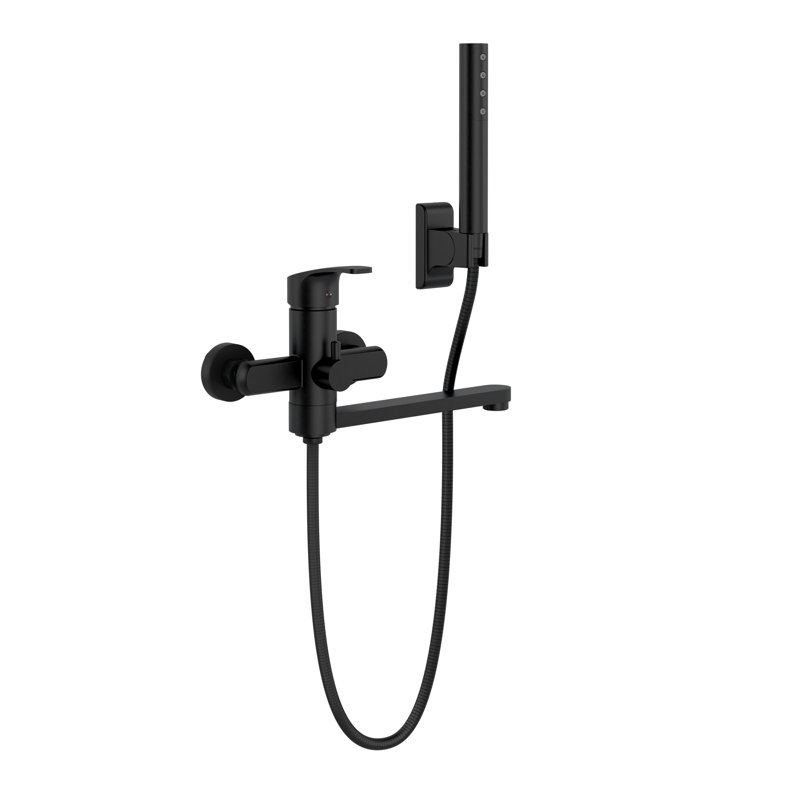 Niagara Highflow Wall Mounted Tub Filler with Pivoting Arm Spout and Handshower, Matte Black