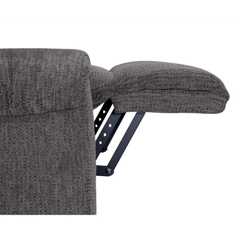 Kifer Upholstered Lift Assist Power Recliner, Dark Gray Polyester