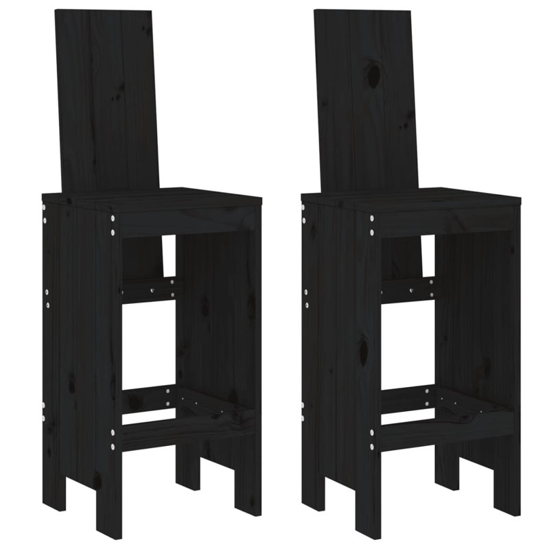 Morrigun Solid Wood Counter Stool, Black