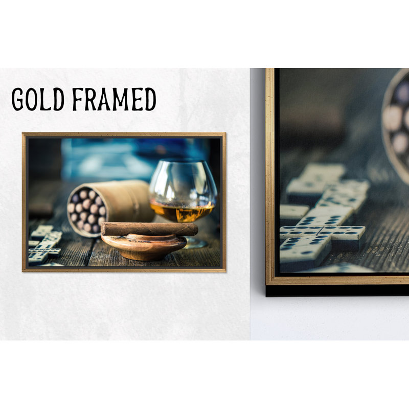 Art mural imprimé sur toile: verre de Brandy Circle pour décor élégant, 1P GoldFramedCanves