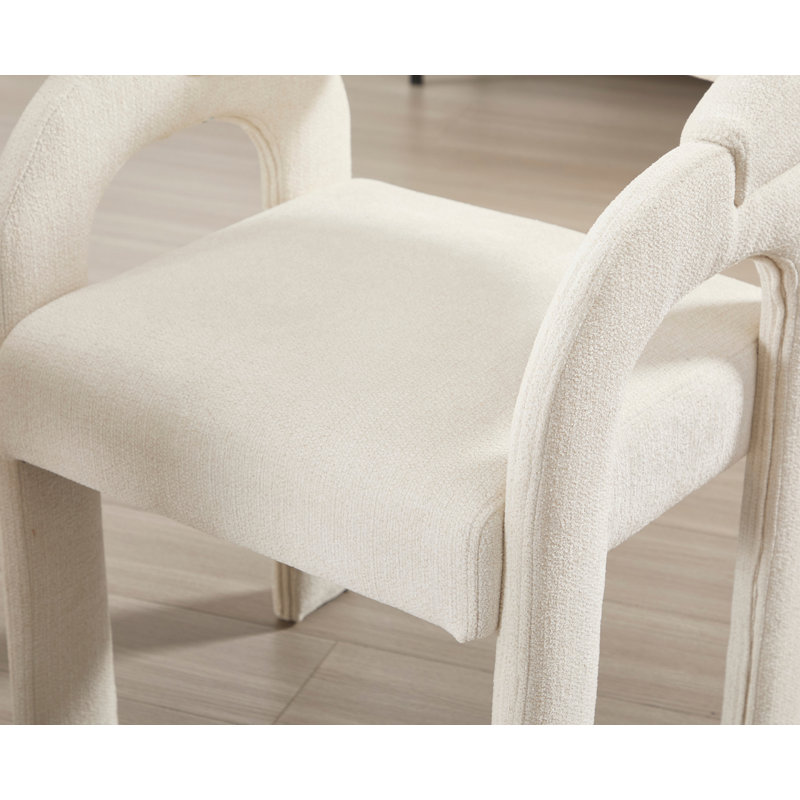 Upholstered Dining Chair, White, White