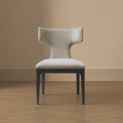 Eloria Mid-Century Modern Chenille Upholstered Beech Wood Dining Side Chair in Taupe