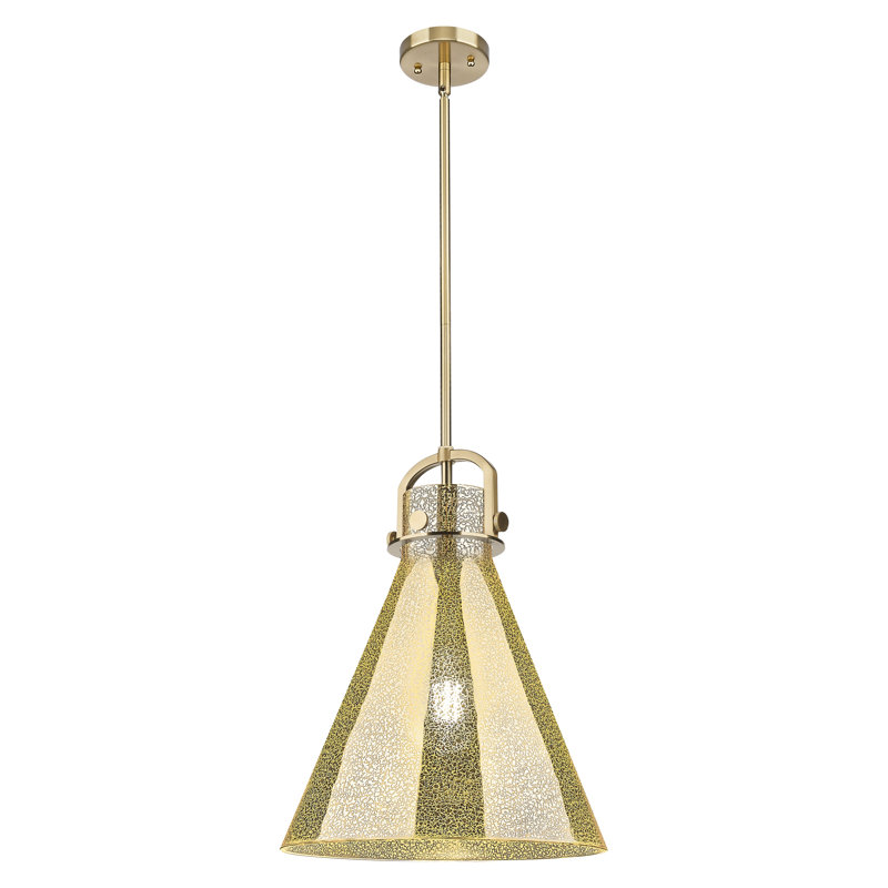Luminaire suspendu avec tige 1 lumière Abisaid, H 15 po x l 14 po x P 14 po, Mercure, Bronze champagne