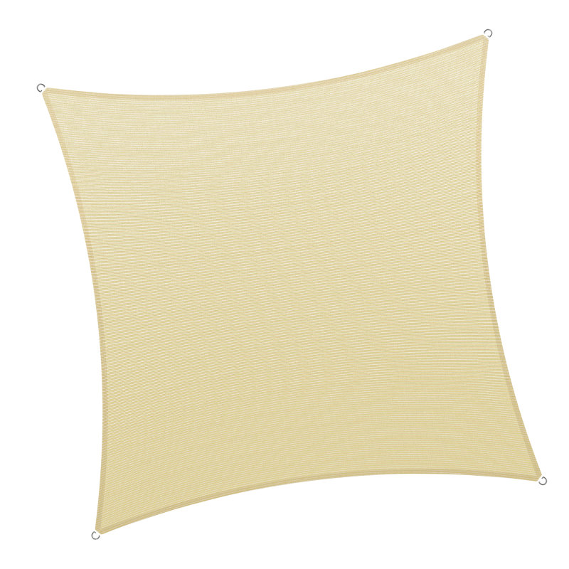 18' x 18' Beige HDPE Square Shade Sail with Stainless Steel D-Rings