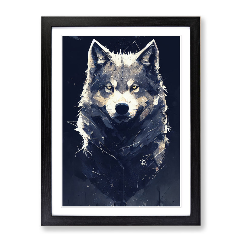 FRM-V0523-2917X Wolf Painting - Single Picture Frame Print, Black, 64cm H x 46cm W x 2cm D