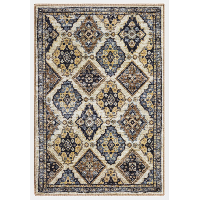 Lyanne Washable Non-Slip Taupe Area Rug, Rectangle 2'2 x 3'3"