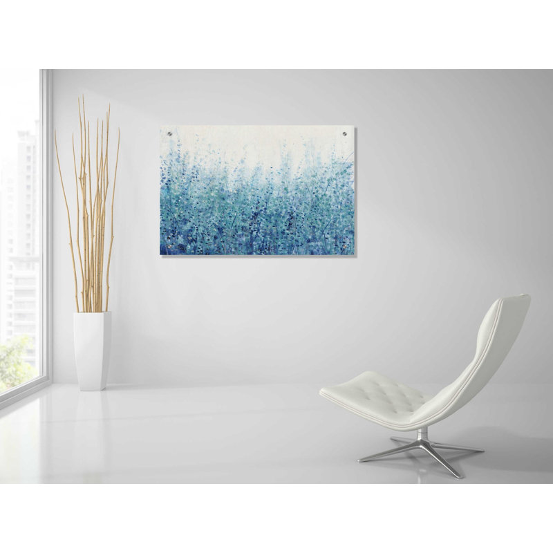 «Misty Blues I» par Tim O'Toole, art mural en verre acrylique, H 24 po x l 36 po x P 0,2 po