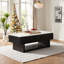 Table basse cannelée moderne avec plateau relevable, rangement dissimulé et tiroir, multifonction pour petits espaces